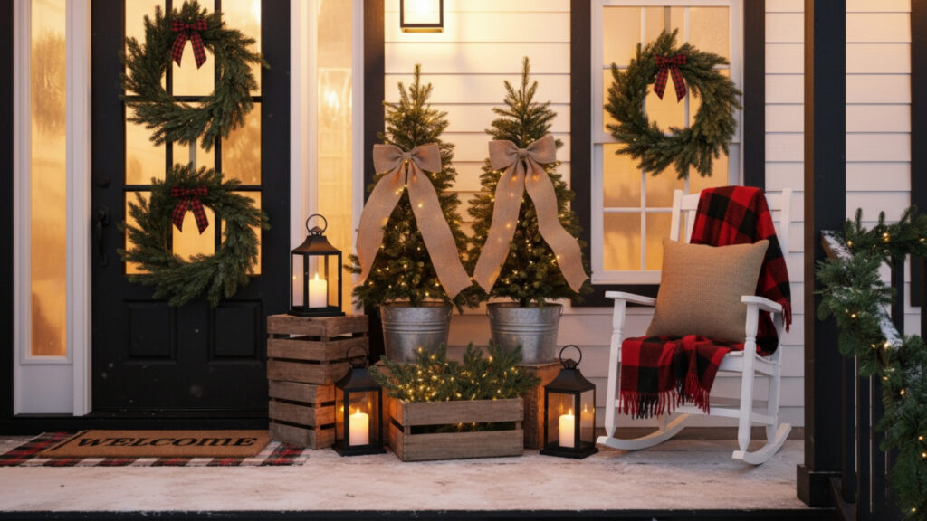 DIY Front Porch Christmas Decor Using Affordable Materials