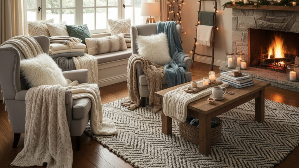 DIY Winter Decor With Cozy Textiles and Layered Fabrics