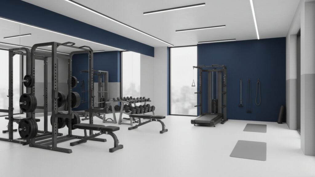 Navy And White Home Gym Color Palettes For Structured Training