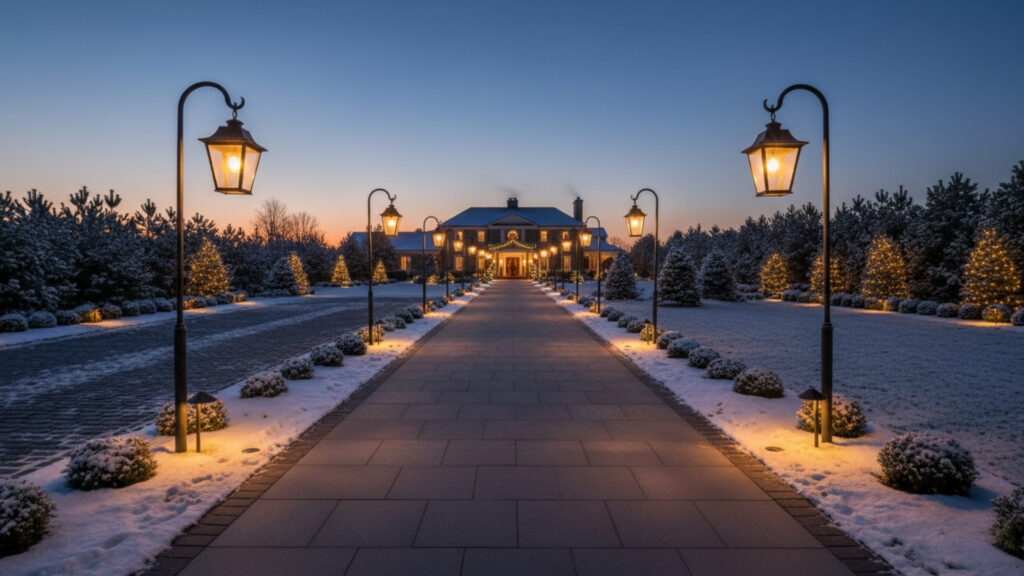 Pathway and Driveway Accents for Safe Festive Appeal