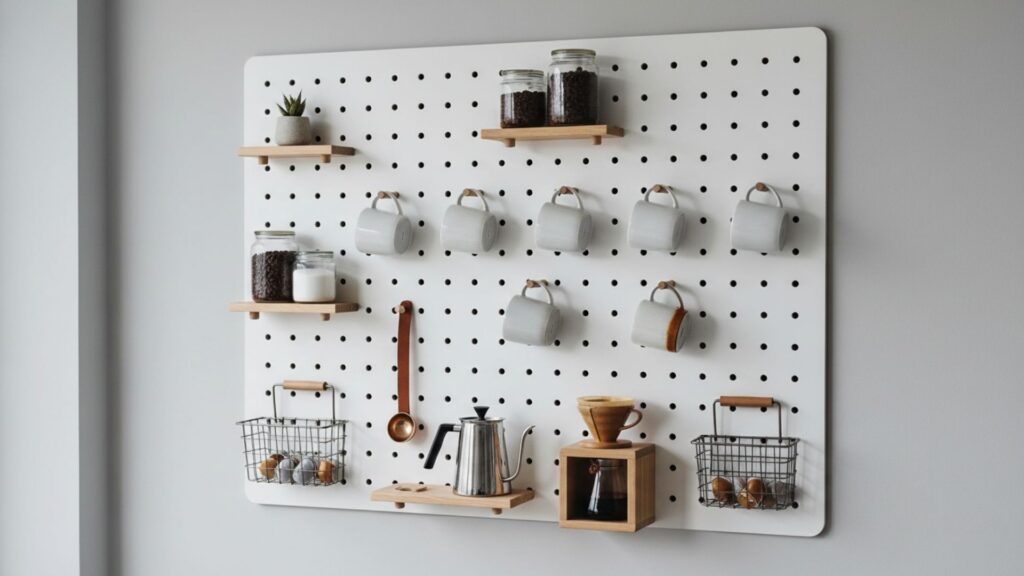 Pegboard Coffee Station for Smart Storage