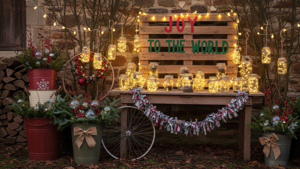 Recycled and Repurposed Items for Outdoor Christmas Decor