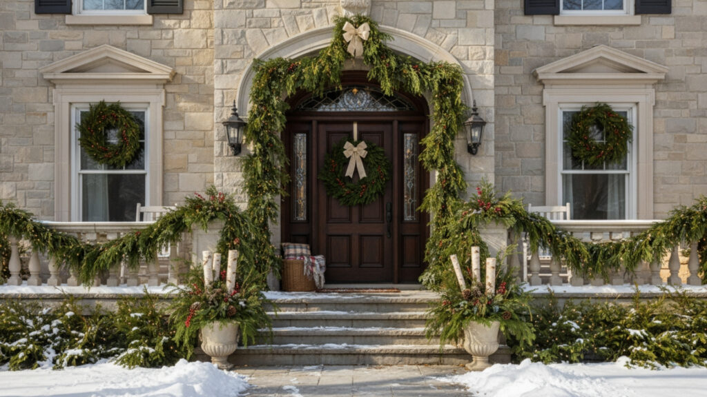 Using Greenery and Garlands in Outdoor Christmas Decor