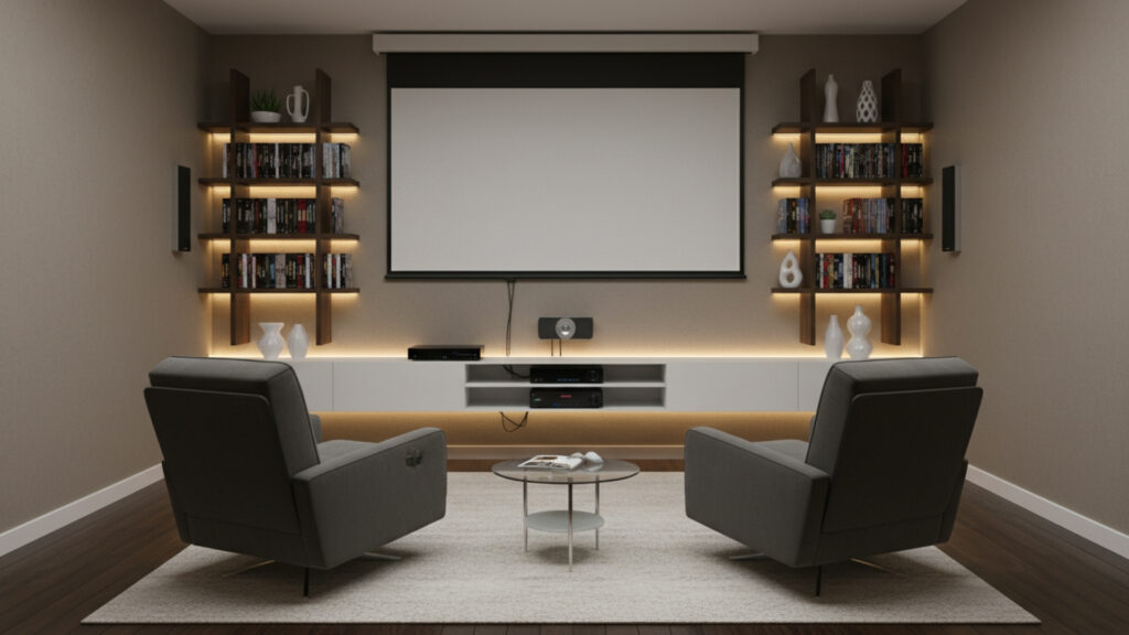 vertical storage floating furniture small home theater