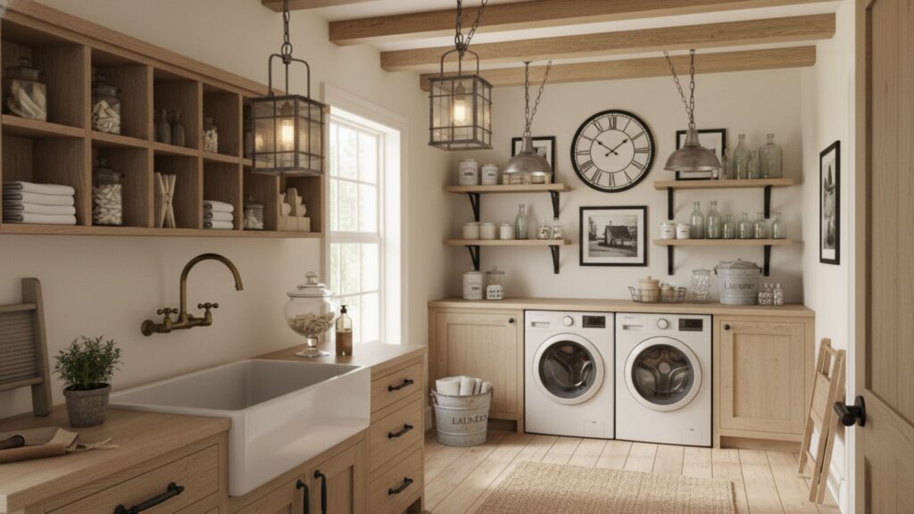 Vintage-Inspired Fixtures That Elevate Farmhouse Laundry Room Decor