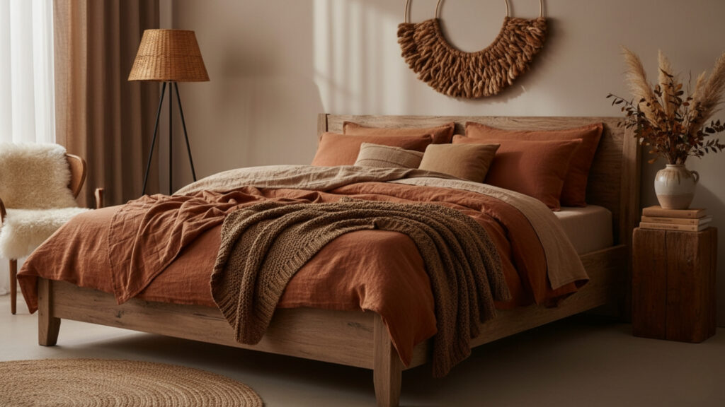 Warm Earth Tones Create Emotional Comfort in Fall Bedding Spaces