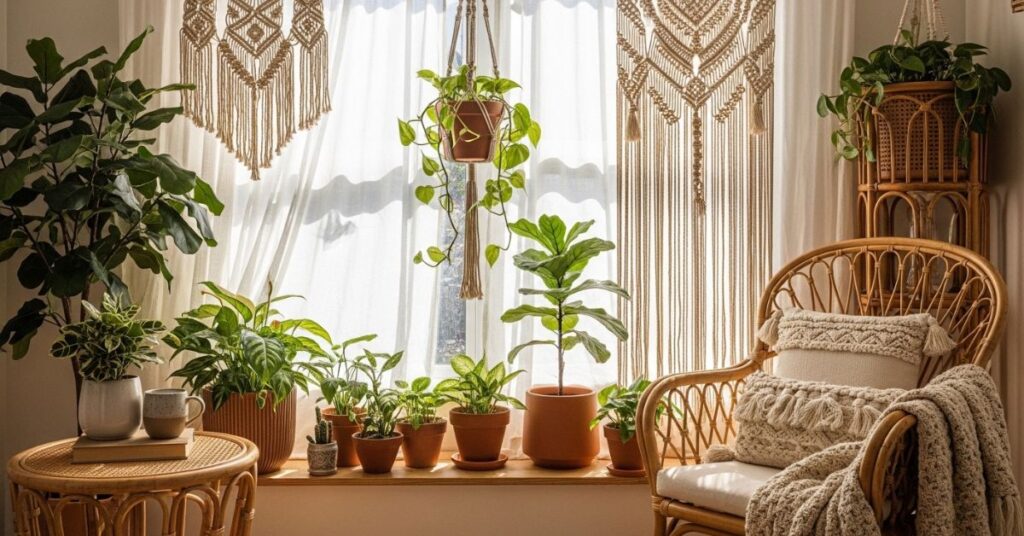 Boho Macrame Curtain Accents