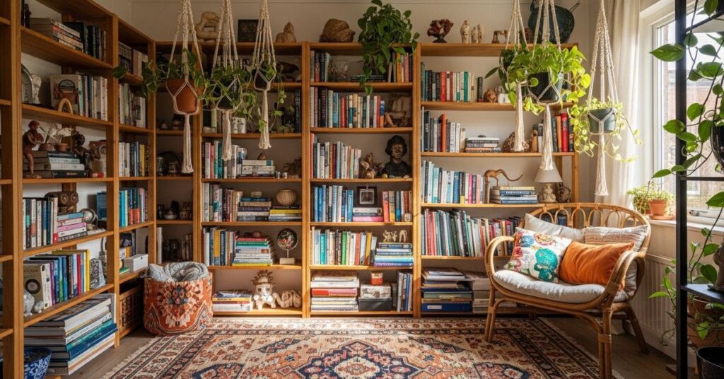 Boho Style Home Library Ideas