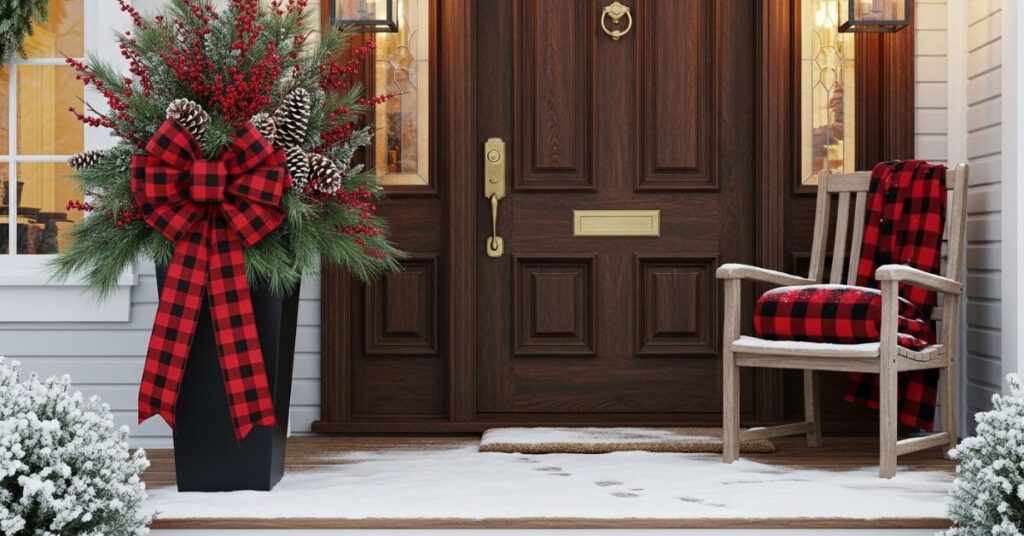 Buffalo Plaid Christmas Porch Planter