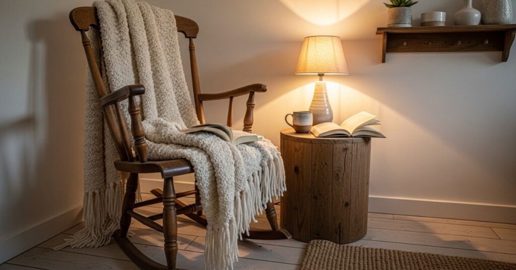Cozy Country Corners with Rocking Chairs and Soft Throws