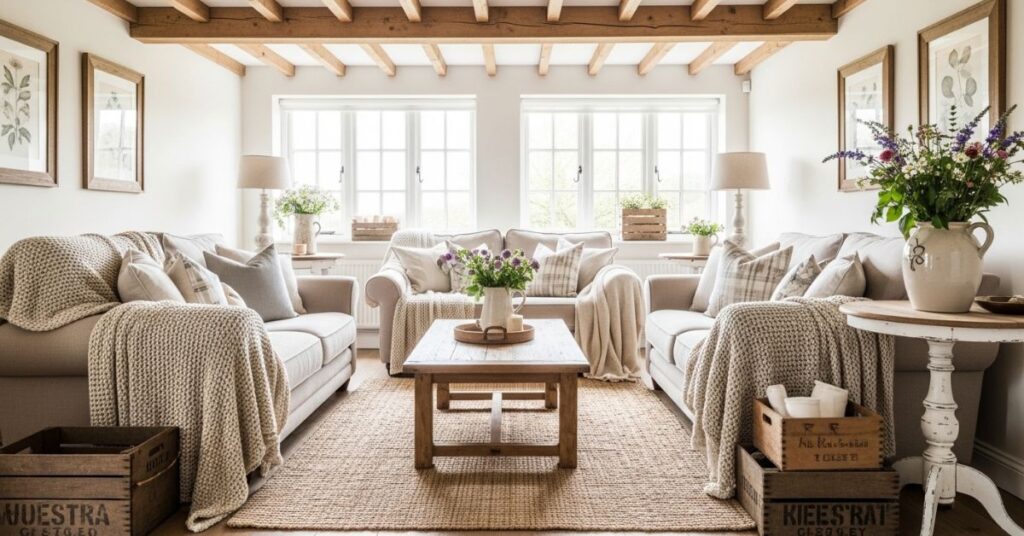 Cozy Country Living Rooms with Rustic Wood Accents