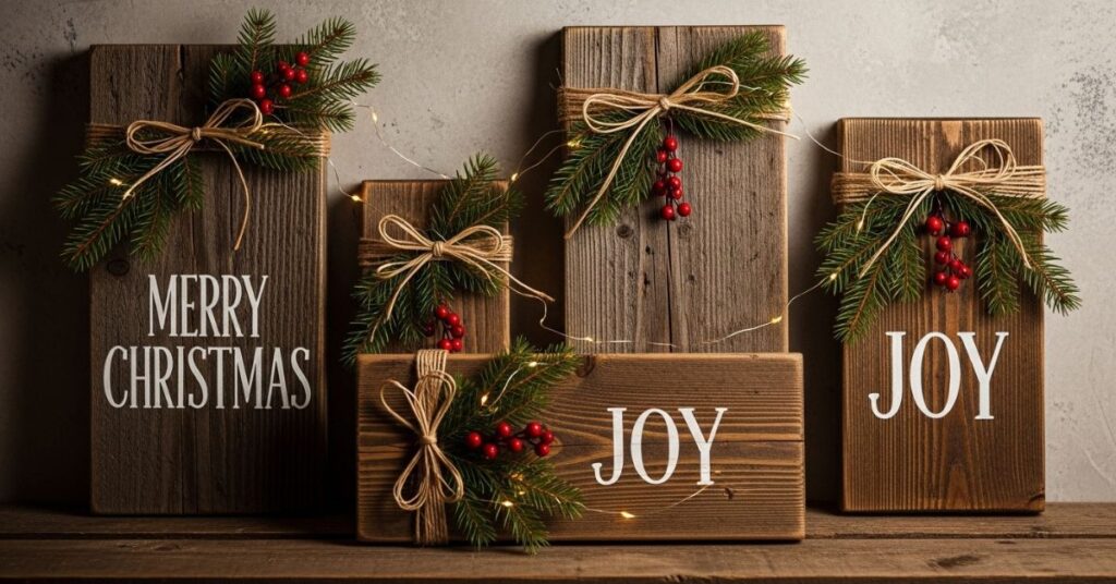 DIY Rustic Christmas Signs and Wooden Boards