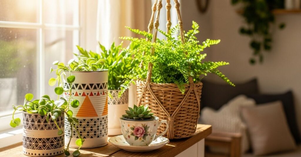 DIY Upcycled Planters Using Household Items