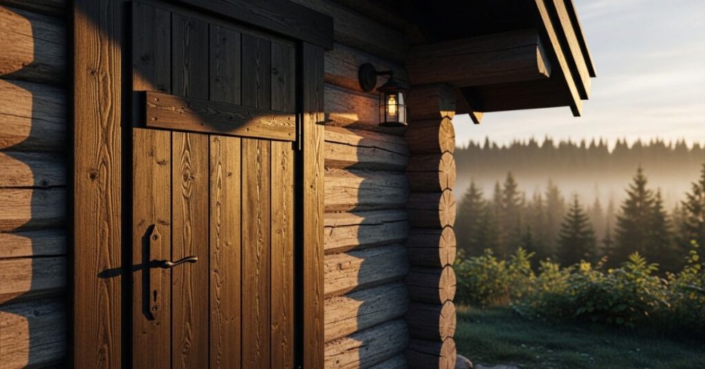 Dark Stained Wooden Doors for Cabin Aesthetic