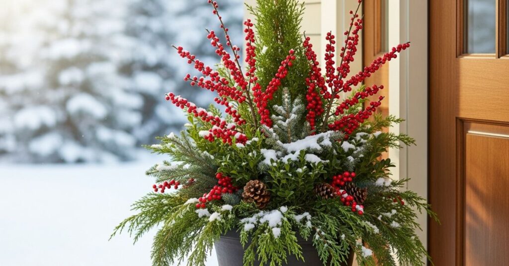 Evergreen and Berry Mix Winter Planters