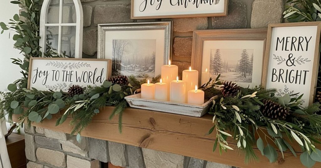 Farmhouse Style Christmas Mantel Decor