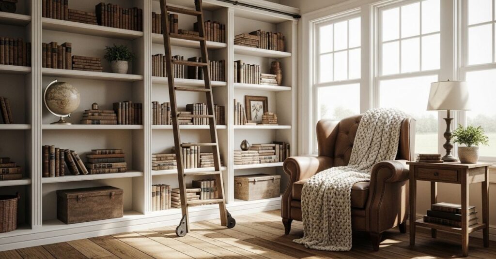 Farmhouse Style Home Library Ideas