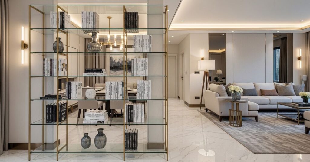 Glass and Metal Contemporary Shelves