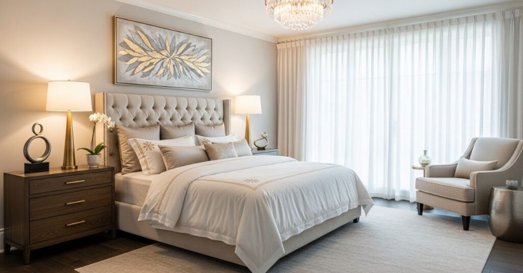 Gold and Metallic Accents in Luxury Bedrooms