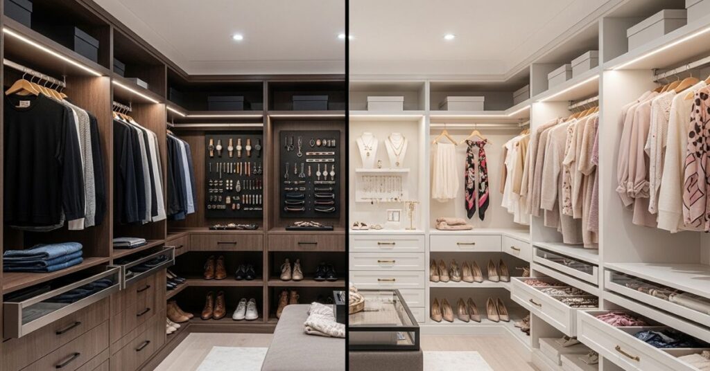 His and Hers Walk-In Closet Layouts