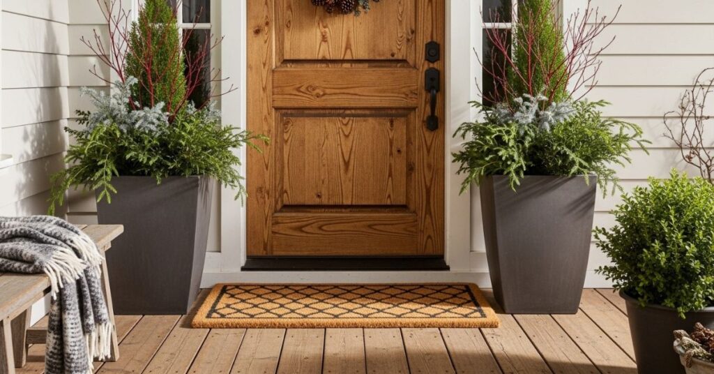 Low-Maintenance Outdoor Winter Planters for Front Porches