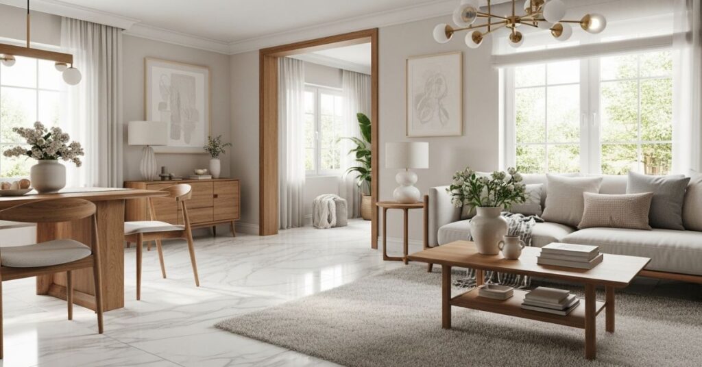 Marble and Wood Design Combination Ideas