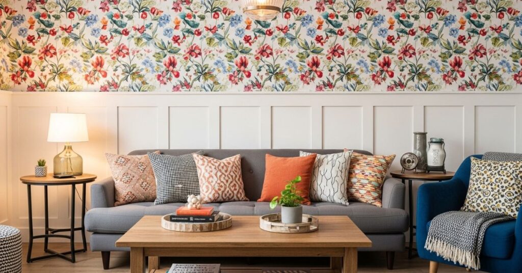 Mixing Beadboard with Wallpaper or Stencil Designs