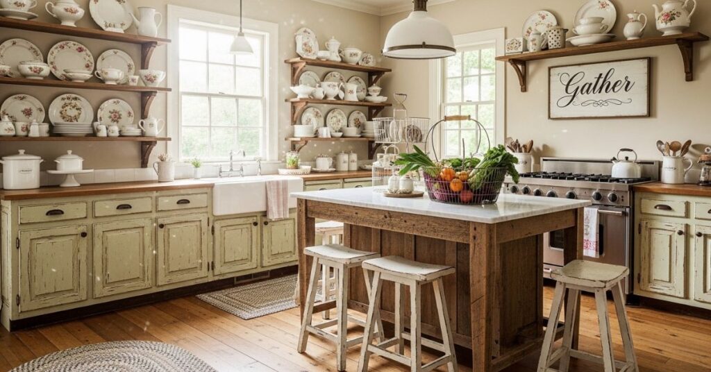 Rustic Shabby Chic Kitchen Decor with Farmhouse Touches