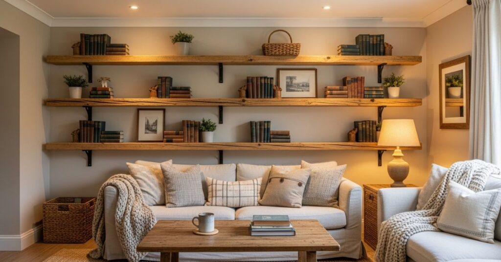 Rustic Wooden Farmhouse Shelves