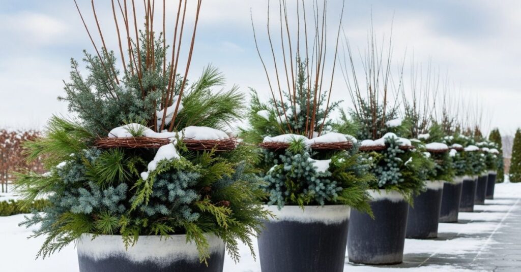 Snow-Friendly Winter Planters That Still Look Stylish