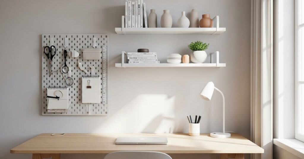 Wall Mounted Shelves or Pegboard Organizer