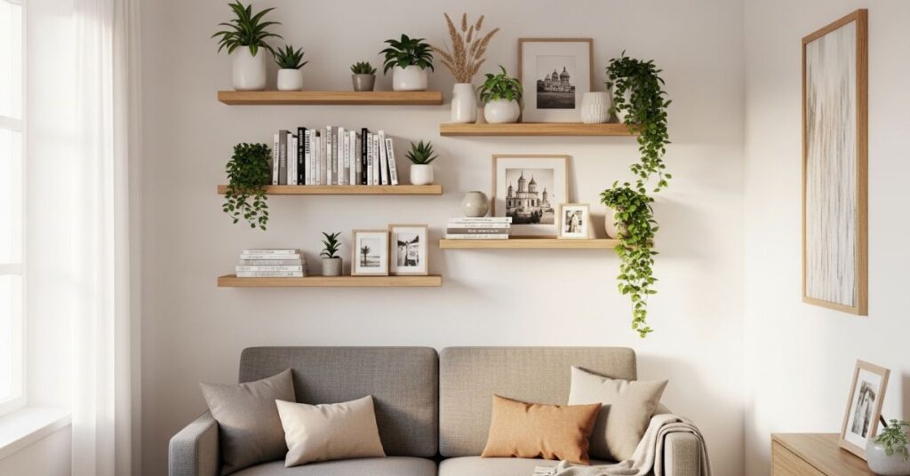 Wall-Mounted Shelves to Free Up Floor Space