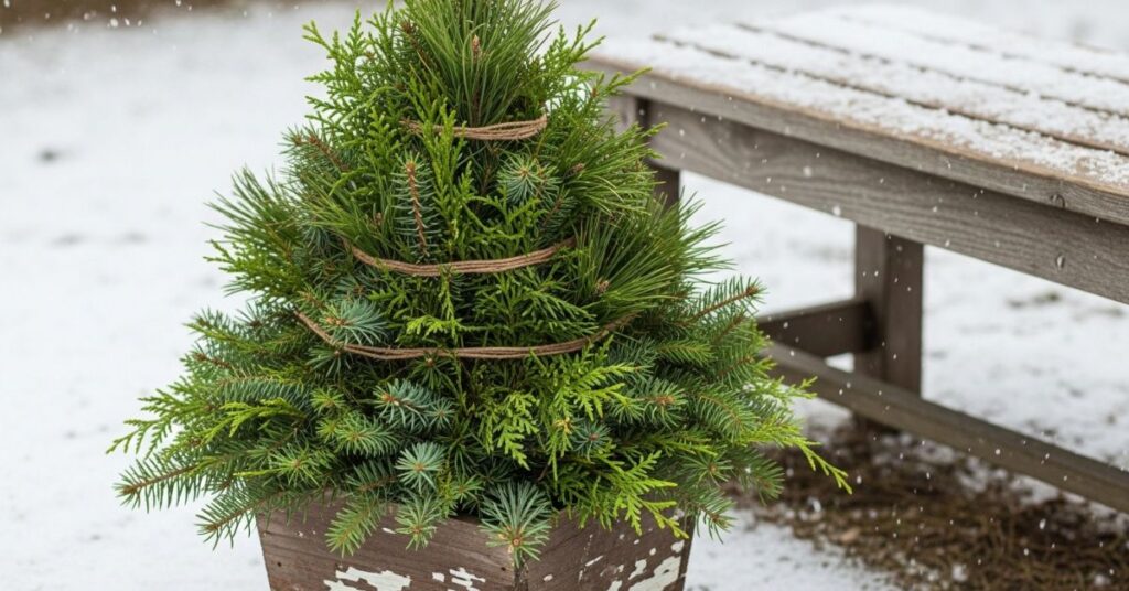 Winter Planters with Pine, Cedar, and Spruce Cuttings