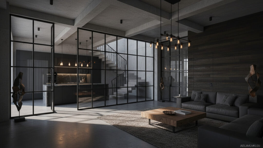 Black Metal Glass Door Designs for Modern Elegance