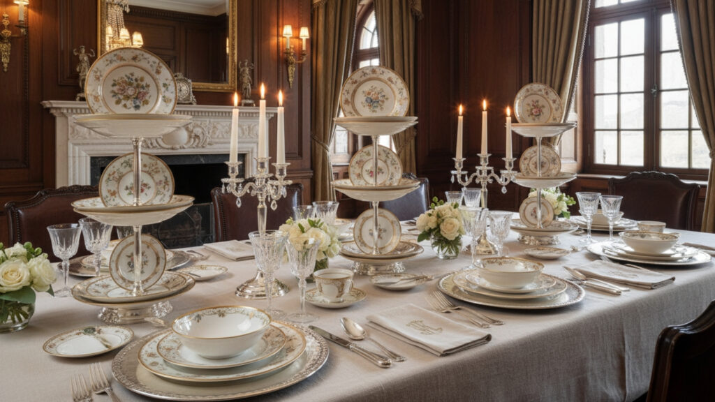 Decorating Dining Tables With Plates as Centerpieces