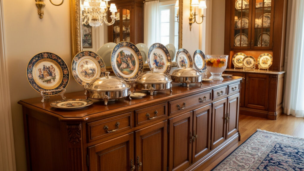 Decorating With Plates on Buffets and Display Cabinets