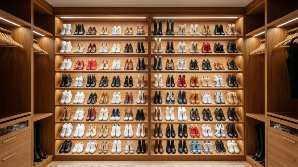 dedicated shoe wall for structured organization
