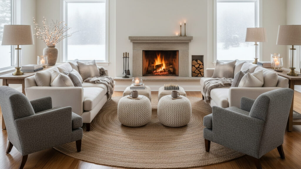 Furniture Arrangement for Inviting Winter Living Spaces