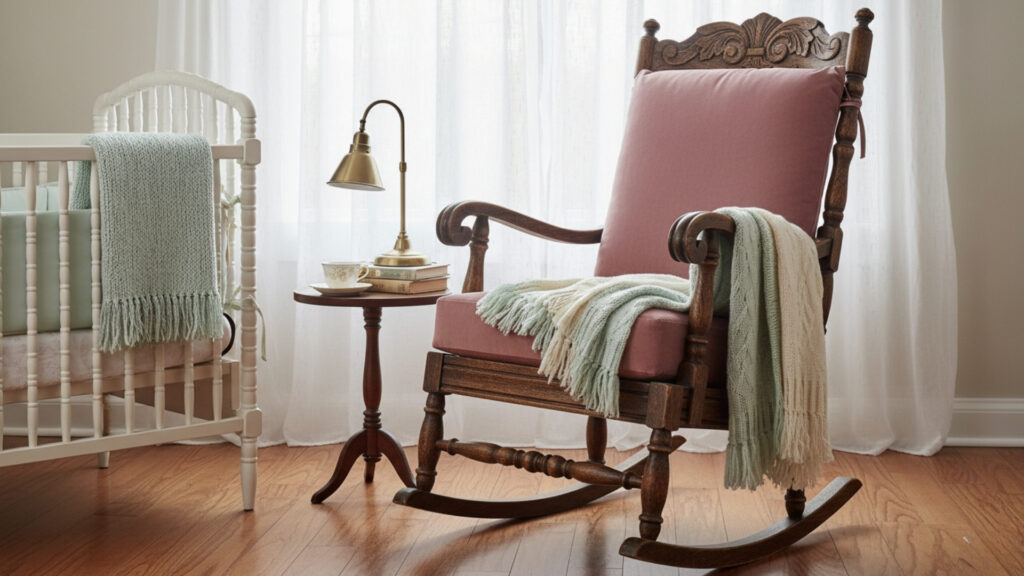 Heirloom-Style Wooden Rocking Chair for Nursery