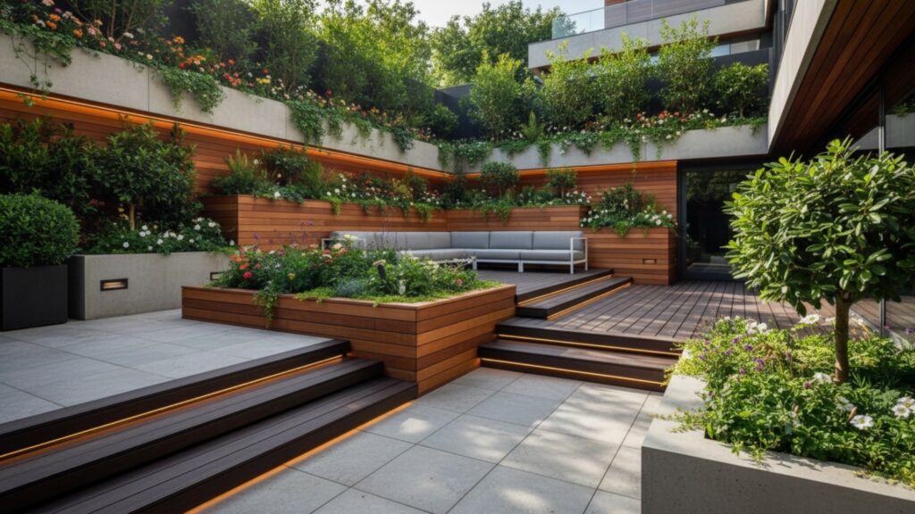 integrated planters for stylish green accents