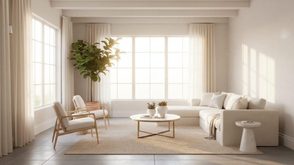 light neutral walls to enhance natural brightness