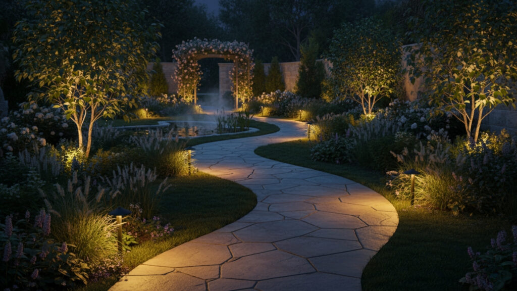 Lighting-Focused Walkway Design Ideas for Garden Safety