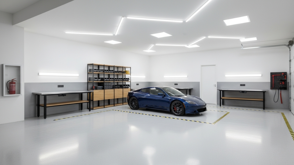 modern garage lighting for better visibility and safety