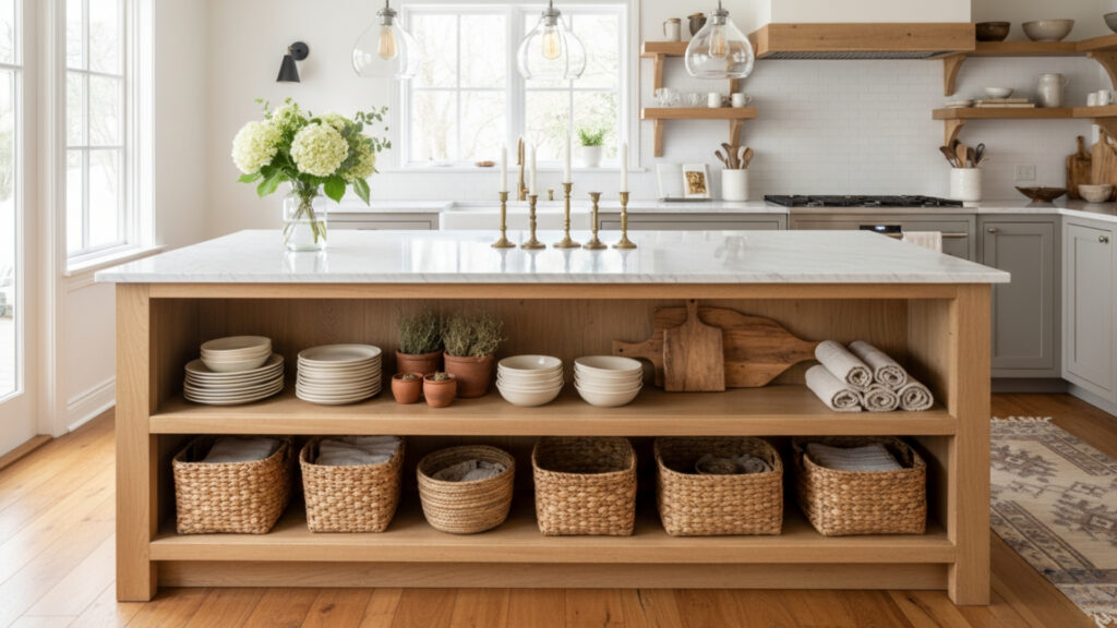 Open Shelving in Kitchen Island Ideas