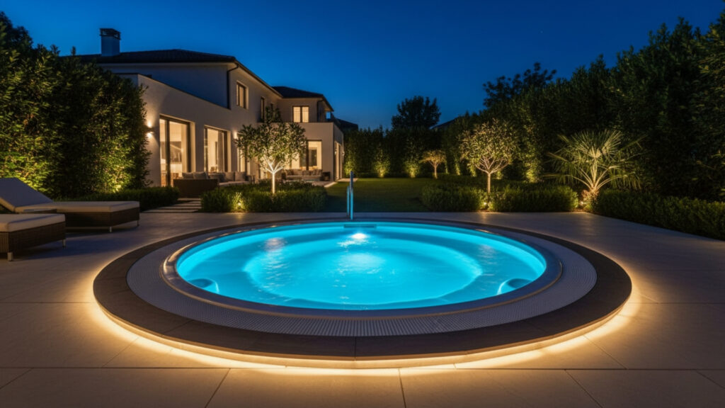 outdoor jacuzzi lighting for nighttime ambience