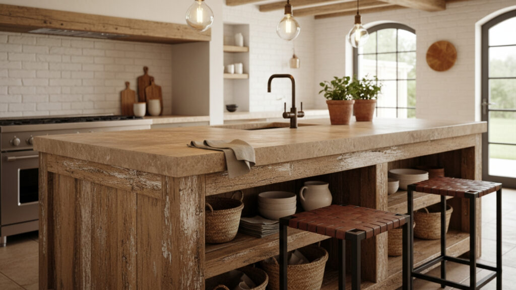 Rustic Kitchen Island Ideas for Warmth