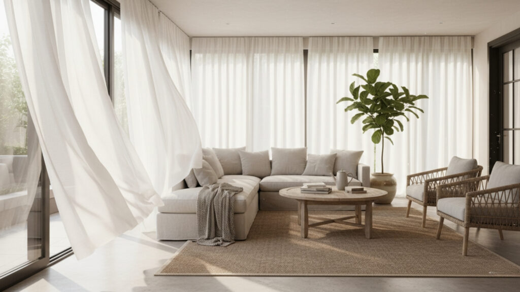 sheer curtains for soft filtered light