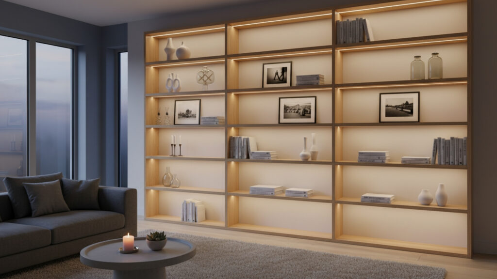 shelf and display lighting for showcasing decor