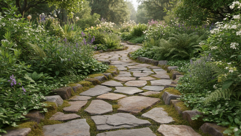 Stone Path Walkway Design Ideas for Natural Garden Appeal