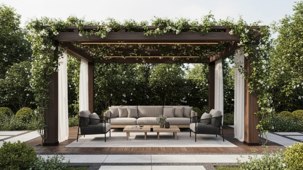 stylish pergolas to define outdoor zones